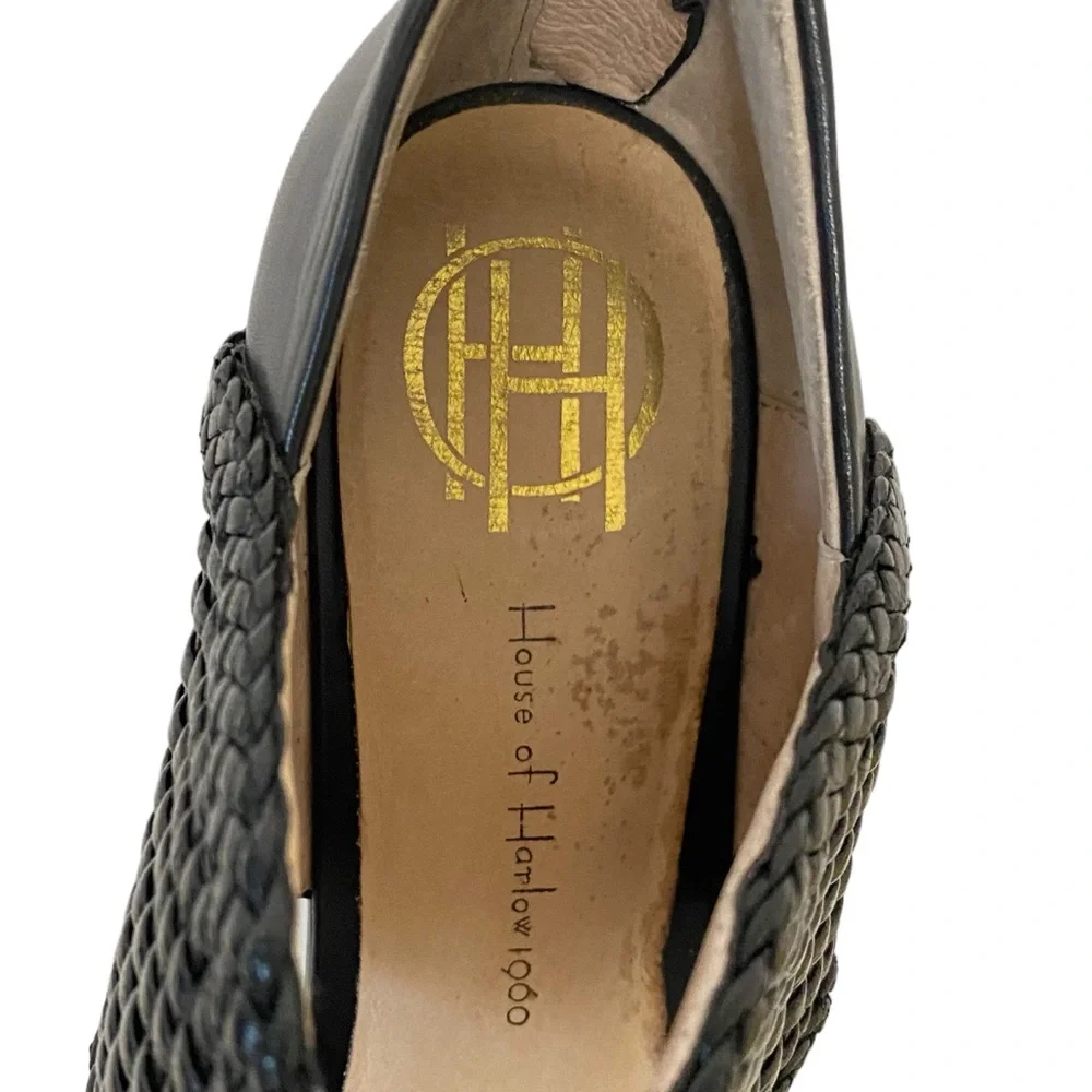 House of Harlow 1960 Eden Woven Detail Platform‎ Holiday Chic Wedge Heels Black - Picture 13 of 15